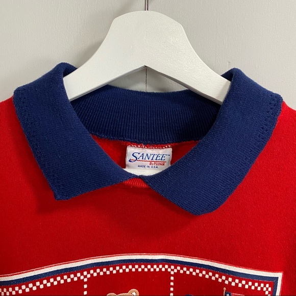 Vintage 90s Red Collared Patriotic Graphic USA Sweatshirt - Picture 6 of 12